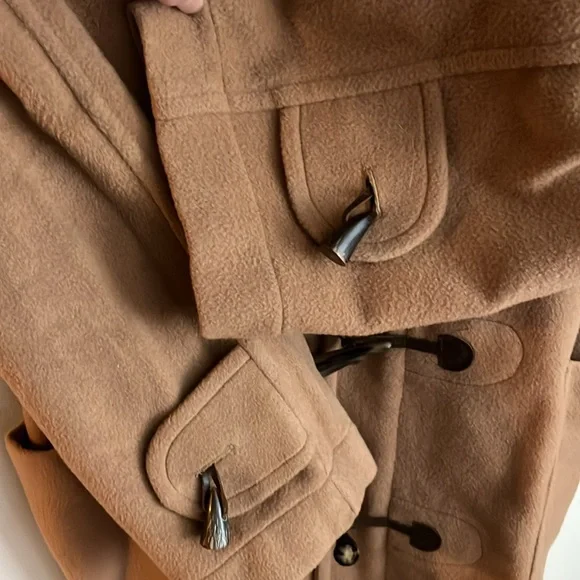 Burberry Vintage Wool Hooded Duffle Coat Beige Sz Small